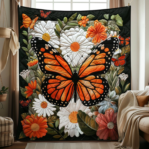 Vivid Monarch Butterflies Quilted Blanket NCU0VL012