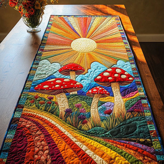 Vivid Mushroom Fields Quilted Table Runner NCU0NT3716