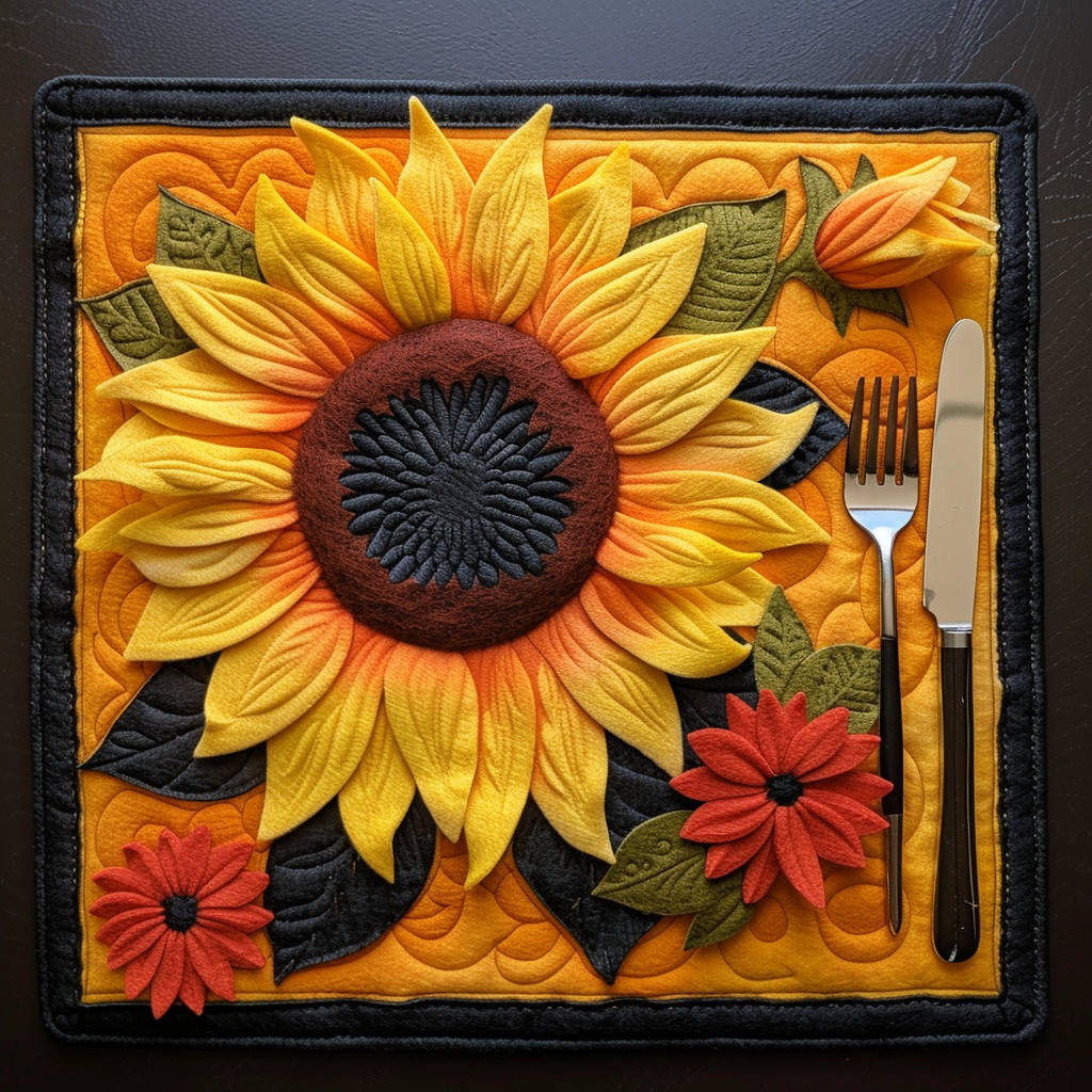 Vivid Sunflowers Quilted Placemat NCU0TL041