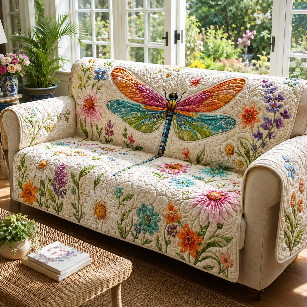Vivid Blossom Glider Quilted Sofa Cover NCU0VL3828