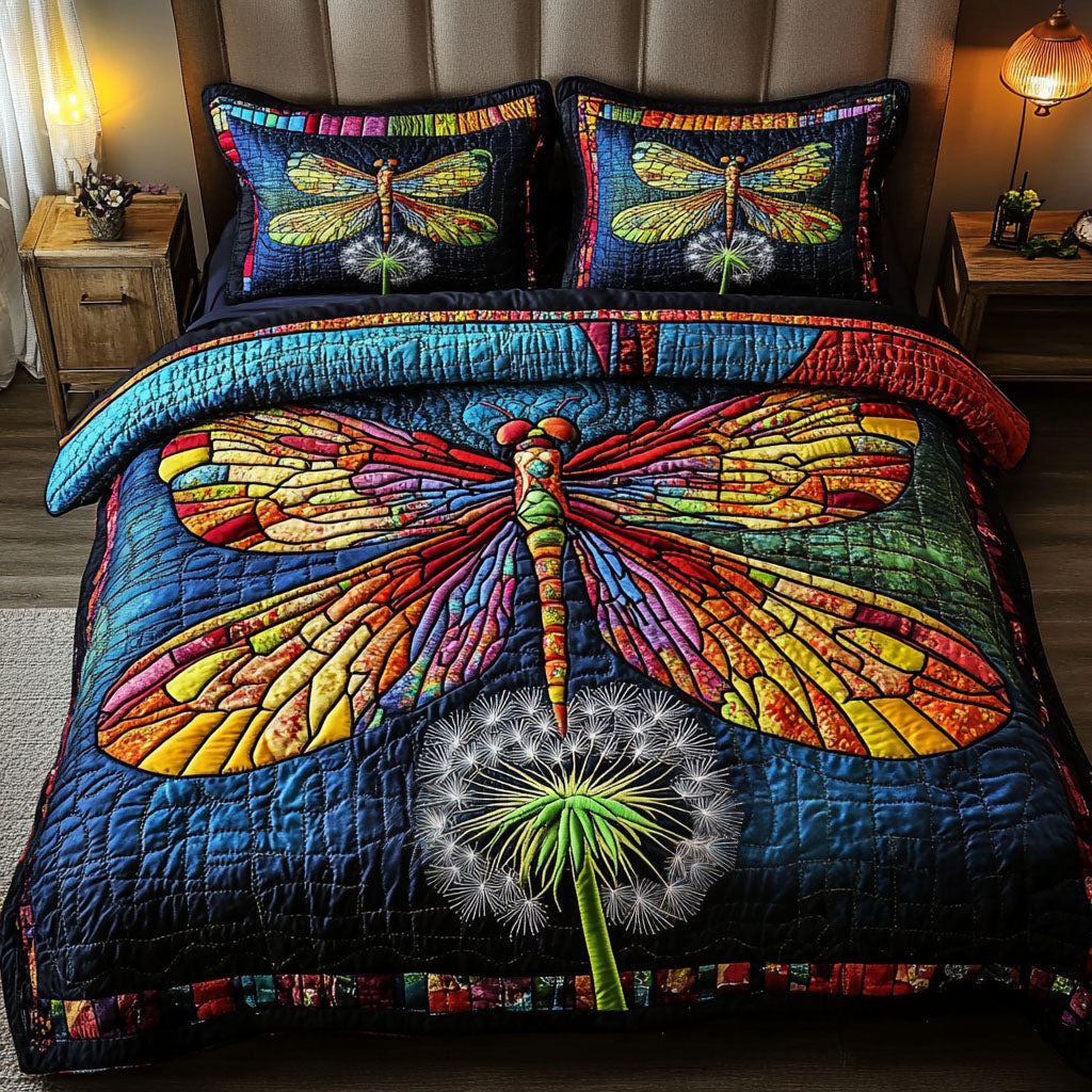 Vivid Dragonfly 3-Piece Quilted Bedding Set NCU0NT5406