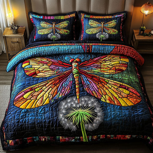 Vivid Dragonfly 3-Piece Quilted Bedding Set NCU0NT5406