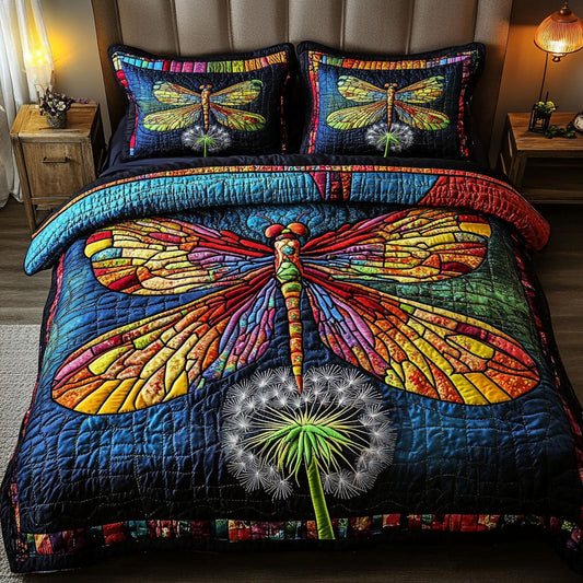 Vivid Dragonfly 3-Piece Quilted Bedding Set NCU0NT5406