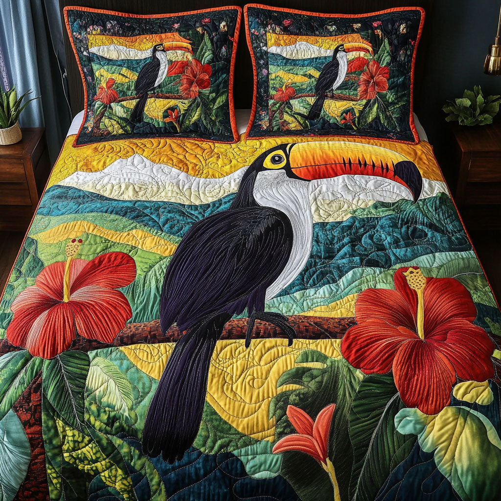 Vivid Paradise 3-Piece Quilted Bedding Set NCU0NT5268