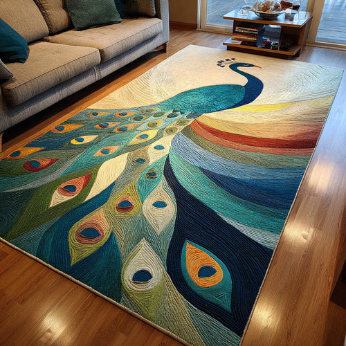 Vivid Peacock Feather Area Rug NCU0HH801
