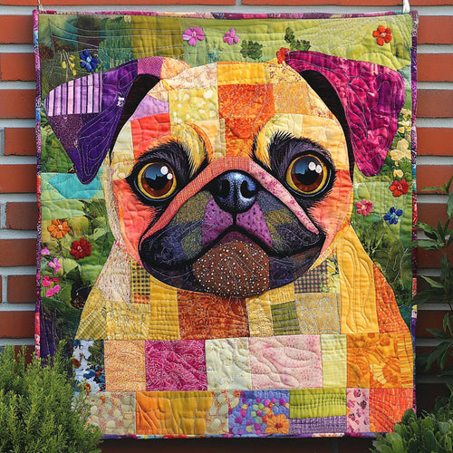 Vivid Pug Quilted Blanket NCU0TL1808