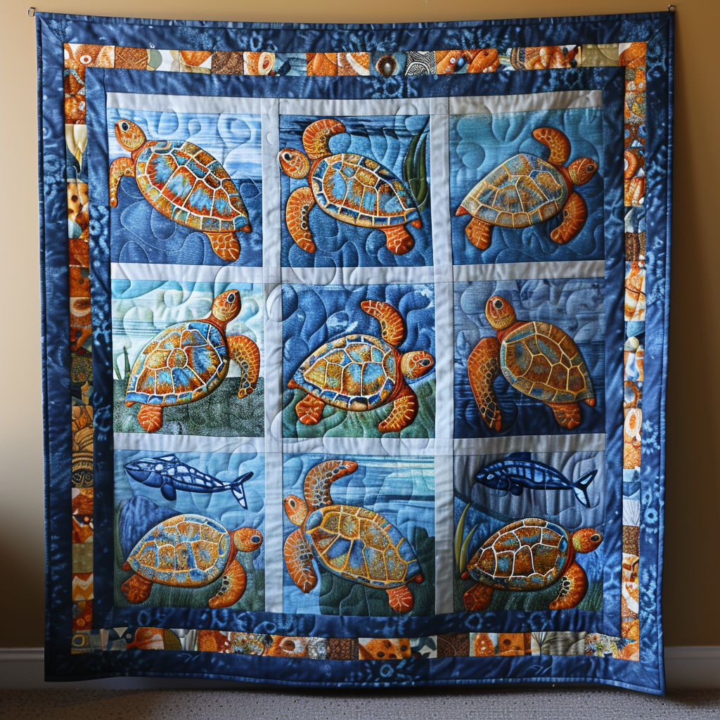 Vivid Turtles Quilted Blanket NCU0VL233