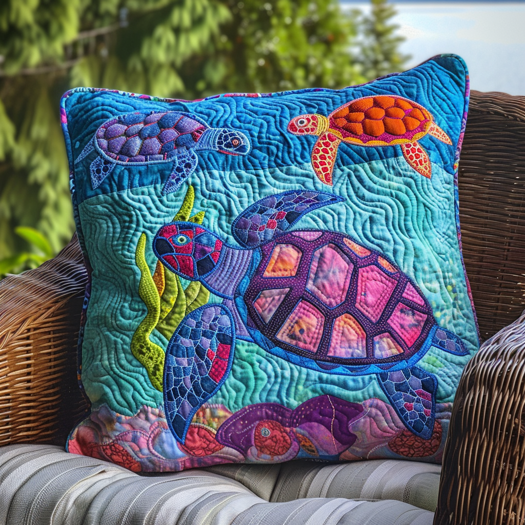 Vivid Turtles Quilted Pillow Case NCU0VL276