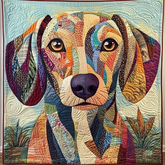 Vivid Wiener Dog Quilted Blanket NCU0VL1067