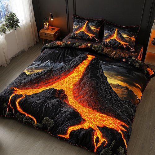 Volcano Adventure 3-Piece Quilted Bedding Set NCU0DK7831