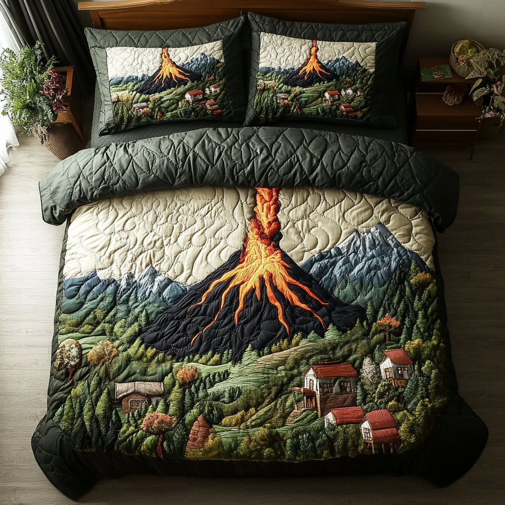 Volcano Bliss 3-Piece Quilted Bedding Set NCU0DK7834