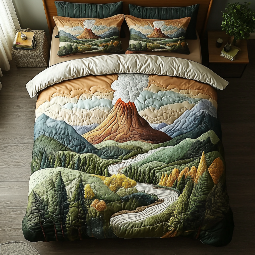 Volcano Peak 3-Piece Quilted Bedding Set NCU0DK7836