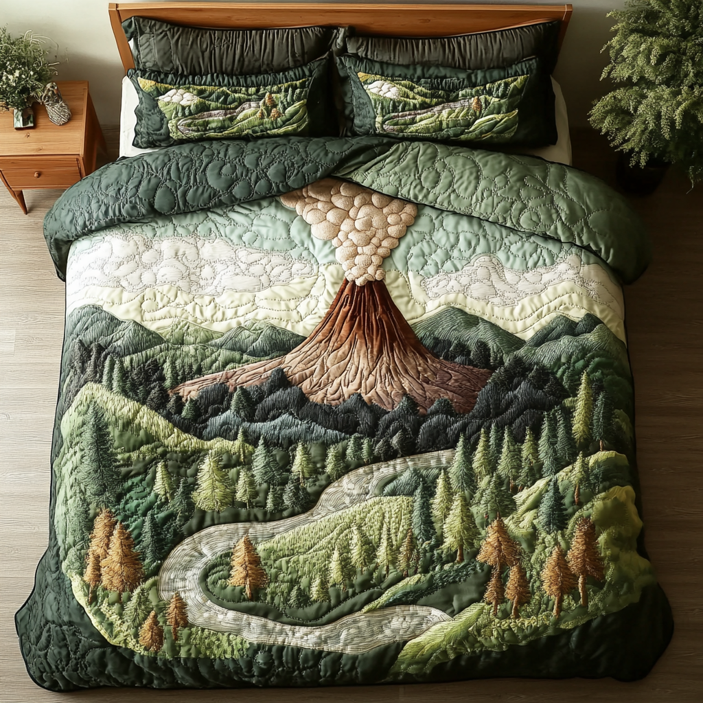 Volcano Wonder 3-Piece Quilted Bedding Set NCU0DK7835