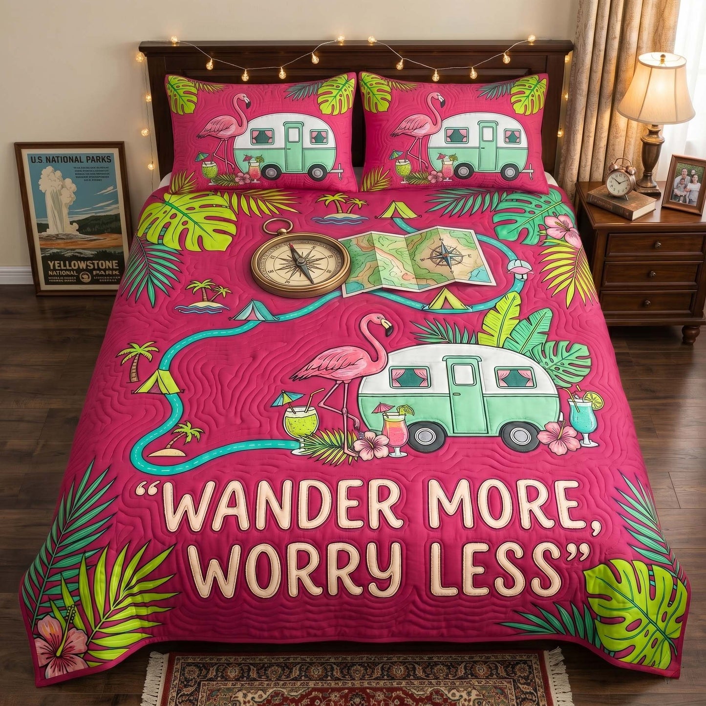 Wander Caravan 3-Piece Quilted Bedding Set NCU0XD2804