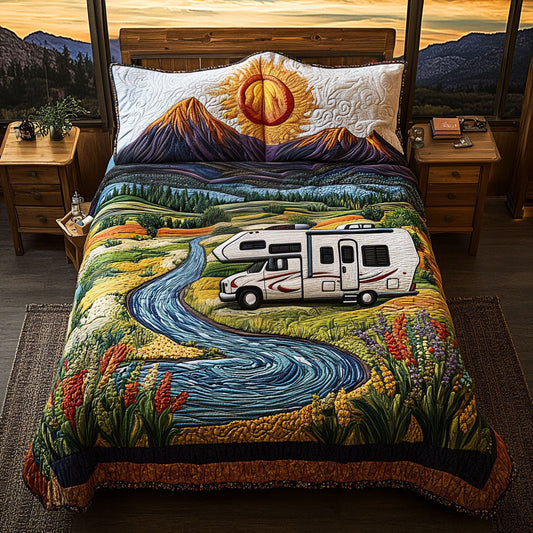 Wander On Wheels 3-Piece Quilted Bedding Set NCU0PT6353
