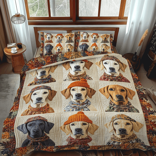 Warm And Fuzzy Labrador 3-Piece Quilted Bedding Set NCU0PD540