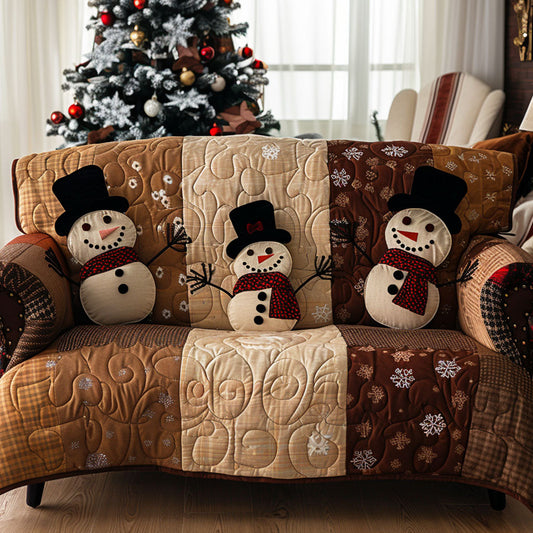 Warm Cocoa Snowmen Quilted Sofa Cover NCU0TV800