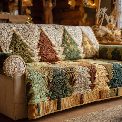 Warm Golden Grove Quilted Sofa Cover NCU0XD1922