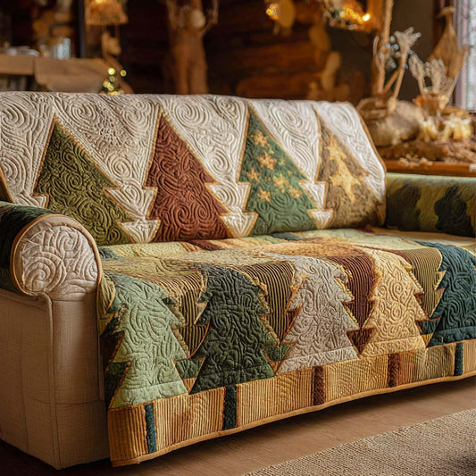 Warm Golden Grove Quilted Sofa Cover NCU0XD1922