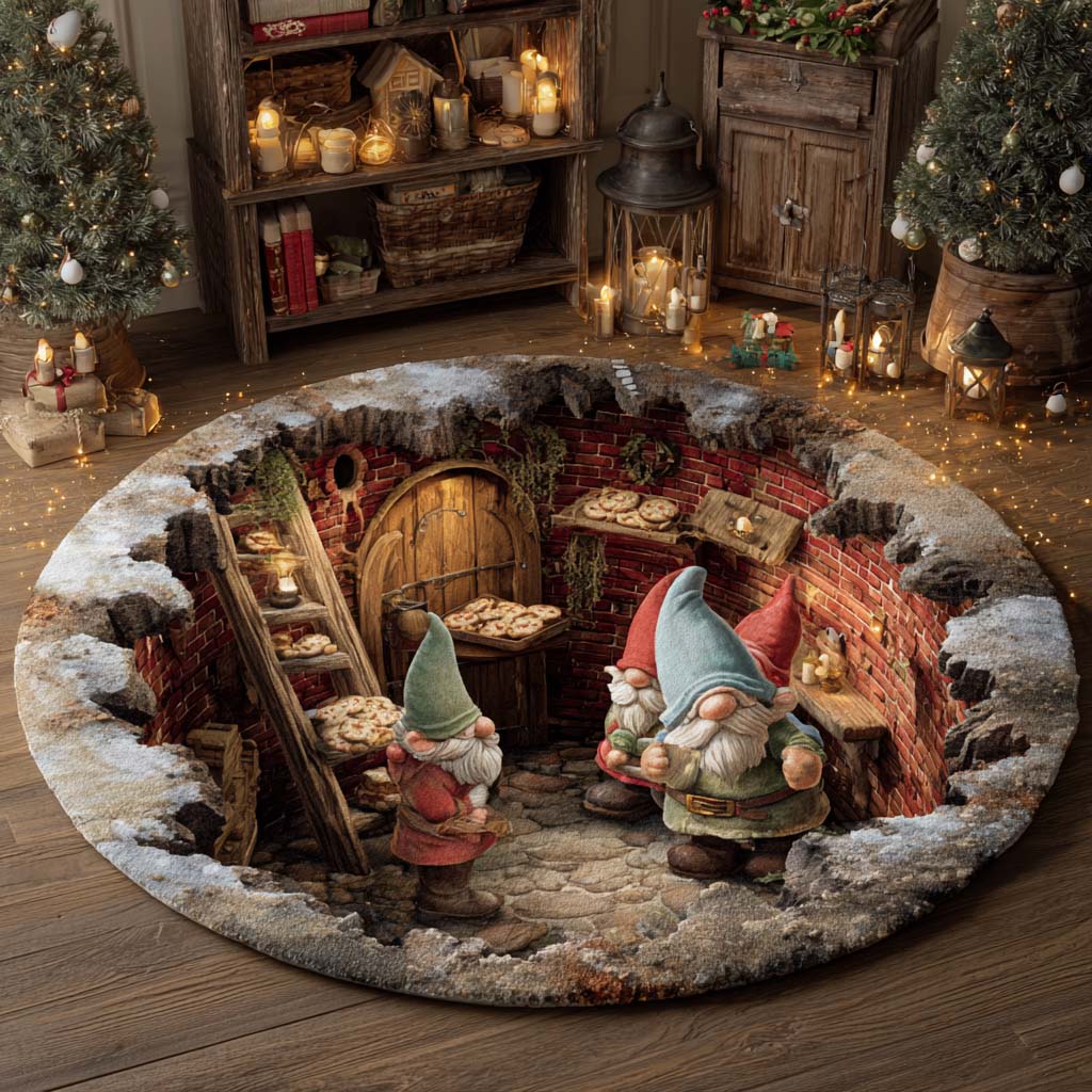 Warm Hearth Gnome Home Round Carpet NCU0XD2039