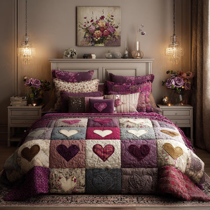 Warm Hearts 3-Piece Quilted Bedding Set NCU0DV9231