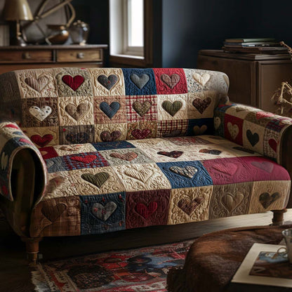 Warm Hearts Quilted Sofa Cover NCU0NT11532