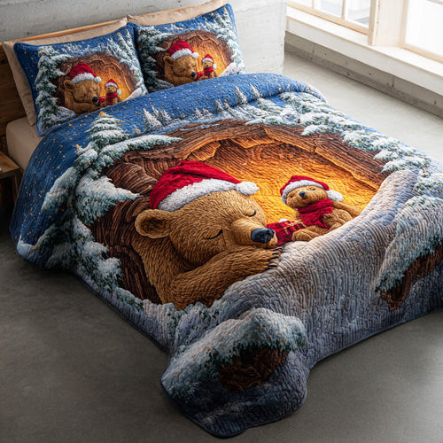Warm Hug Bear 3-Piece Quilted Bedding Set NCU0TD1531
