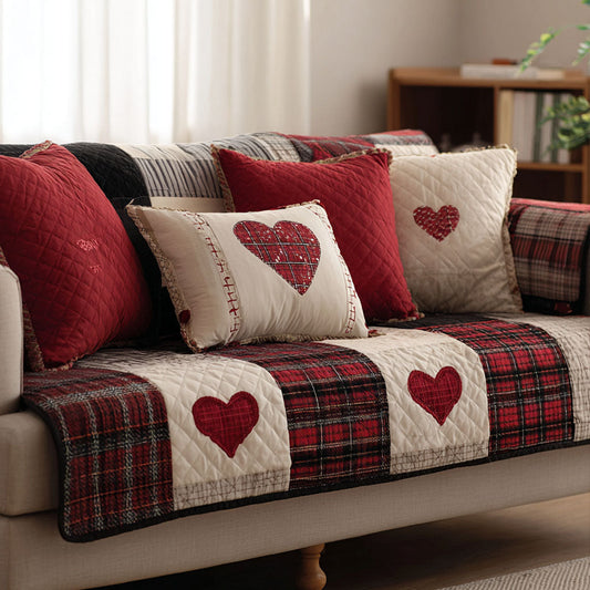 Warm Patchwork Love Quilted Sofa Cover NCU0NT11891
