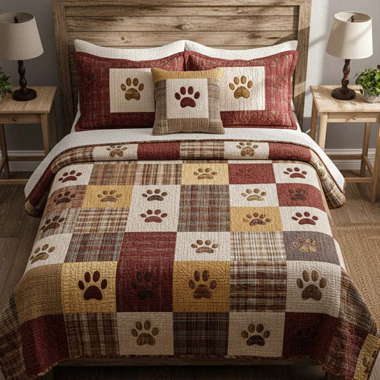 Warm Paw Blocks 3-Piece Quilted Bedding Set NCU0NT11684