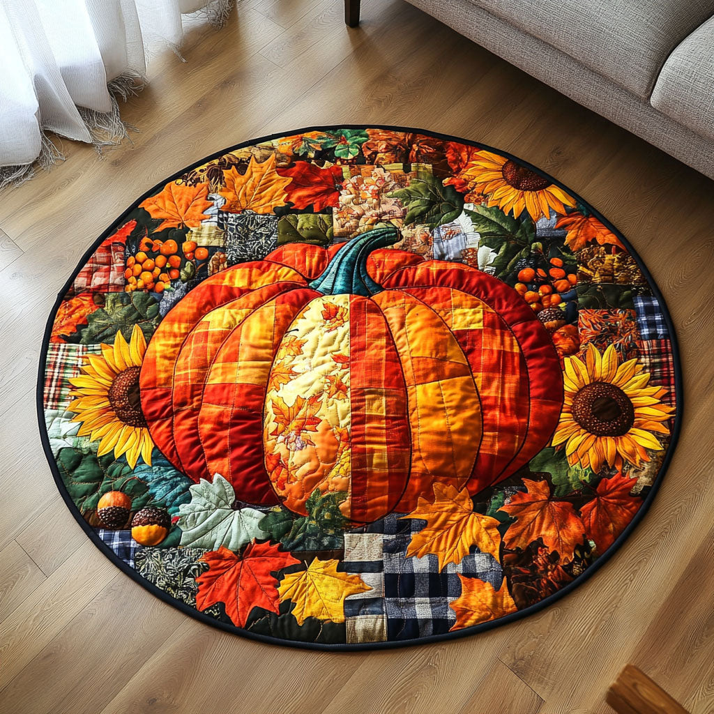 Warm Pumpkin Light Quilted Round Mat NCU0PT7887