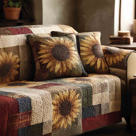 Warm Sunflower Glow Quilted Sofa Cover NCU0NT12243