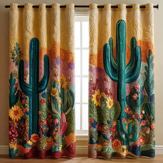 Warm Sunset Cactus Quilted Curtains NCU0XD2004