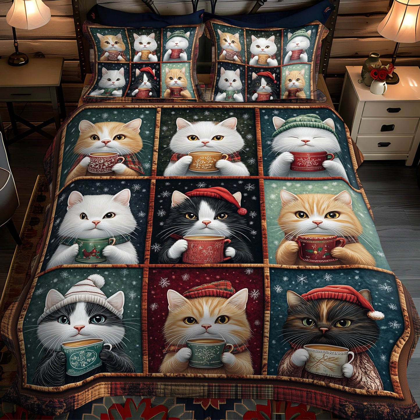 Warm Whiskers 3-Piece Quilted Bedding Set NCU0TL1180