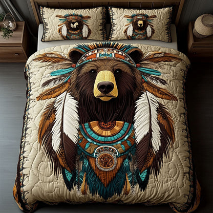 Warrior Bear 3-Piece Quilted Bedding Set NCU0PT4404