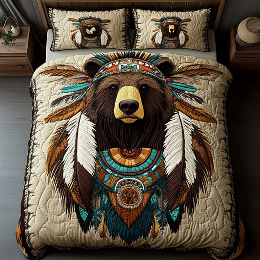 Warrior Bear 3-Piece Quilted Bedding Set NCU0PT4404