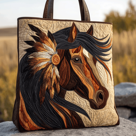Warrior Horse Path Quilted Tote Bag NCU0TH2881