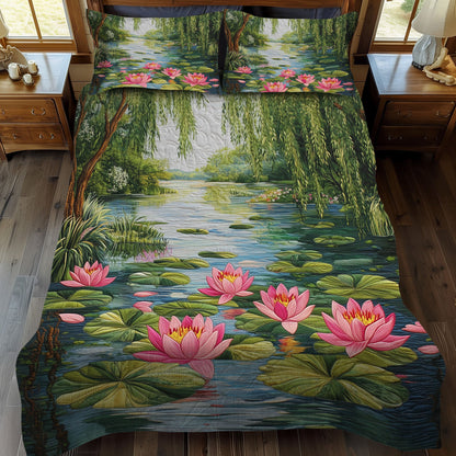 Water Blossom 3-Piece Quilted Bedding Set NCU0PT6889