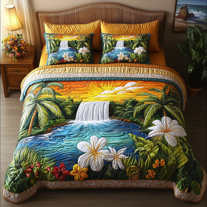 Water Eden 3-Piece Quilted Bedding Set NCU0VL2439