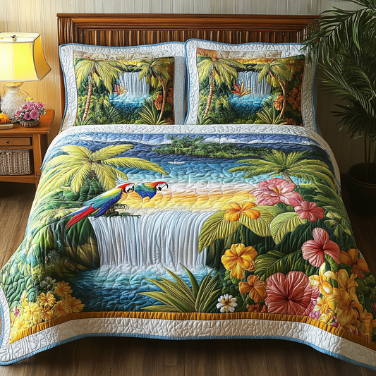Waterfall Bliss 3-Piece Quilted Bedding Set NCU0VL2432