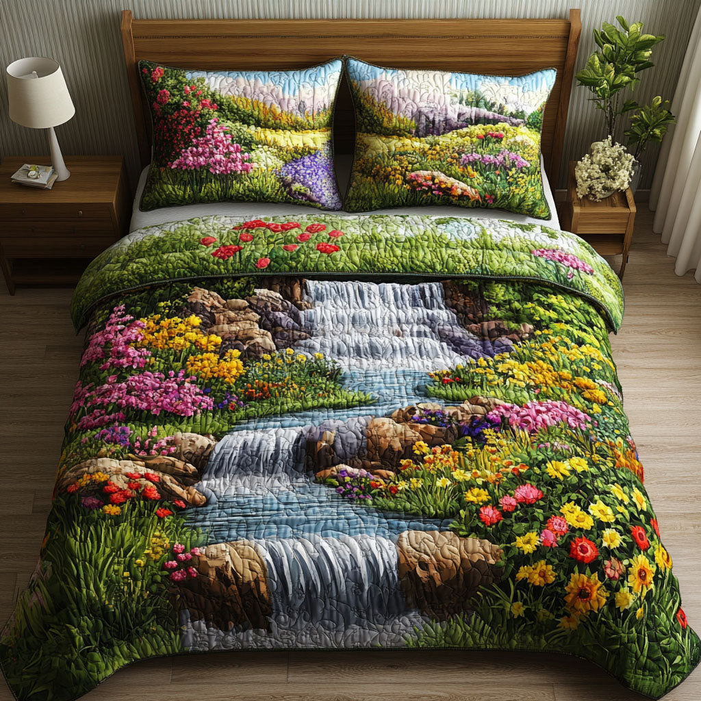Waterfall Garden Bliss 3-Piece Quilted Bedding Set NCU0NT5195