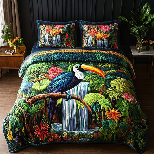 Waterfall Paradise 3-Piece Quilted Bedding Set NCU0NT5269