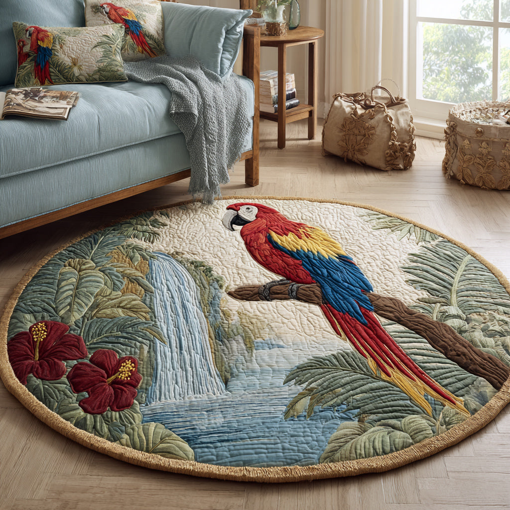 Waterfall Parrot Quilted Round Mat NCU0HH177