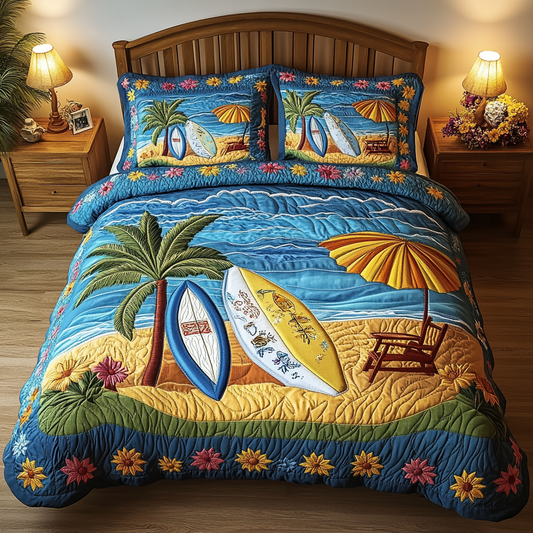 Wave Escape 3-Piece Quilted Bedding Set NCU0VL1842