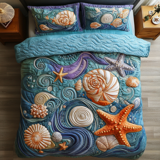 Wave Harmony 3-Piece Quilted Bedding Set NCU0VH3362