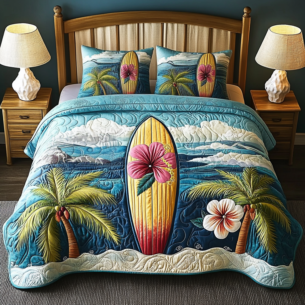 Wave Life 3-Piece Quilted Bedding Set NCU0VL2344 – Vantique