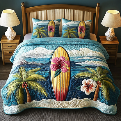 Wave Life 3-Piece Quilted Bedding Set NCU0VL2344