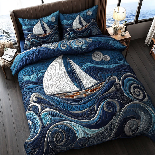 Wave Rider 3-Piece Quilted Bedding Set NCU0PT5457