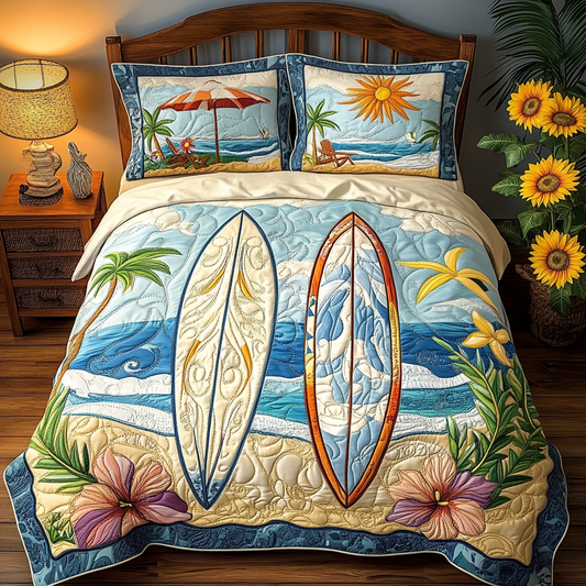 Wave Rider 3-Piece Quilted Bedding Set NCU0VL1838
