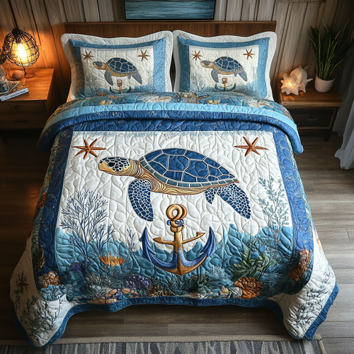 Wave Rider Turtles 3-Piece Quilted Bedding Set NCU0DV2528
