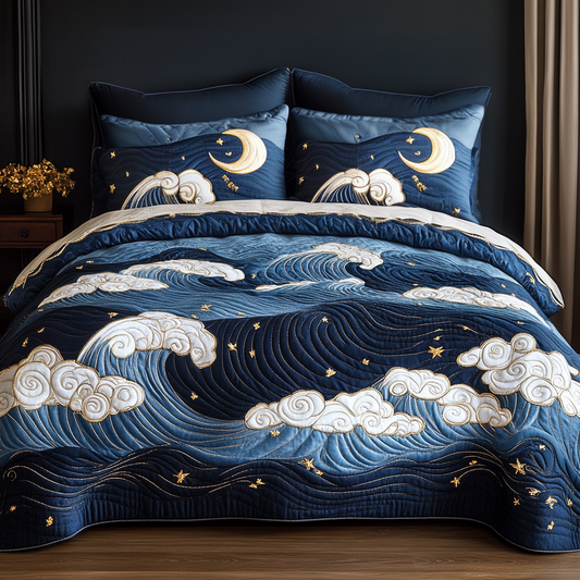 Wave Serenade 3-Piece Quilted Bedding Set NCU0VH4065